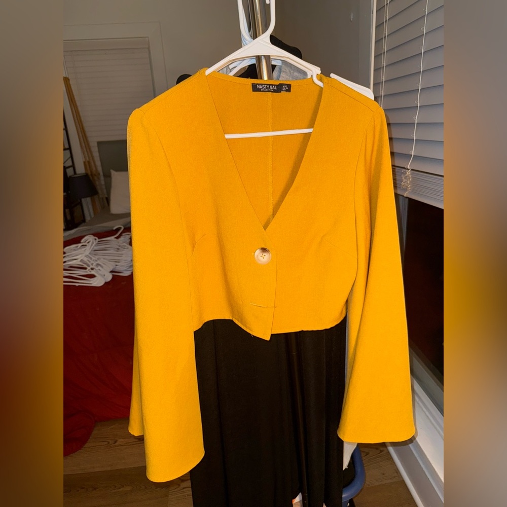 Nasty Gal Mustard Long Sleeve Crop Jacket